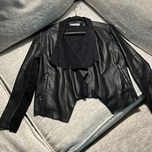 Faux leather jacket (color: black & size: medium)
